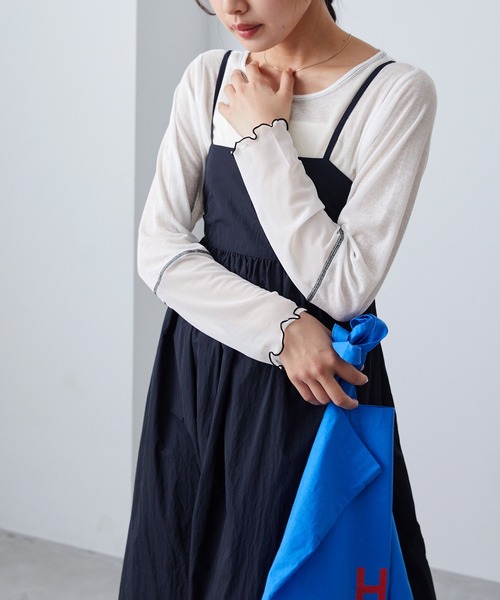 forksy.(フォルクシー)の「【forksy.】シアー切り替えステッチ配色プルオーバー(Tシャツ/カットソー・レディース・イエロー/オフホワイト/ブルー・FREE)」の14枚目の写真