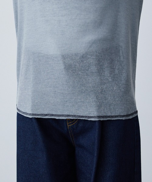 forksy.(フォルクシー)の「【forksy.】シアー切り替えステッチ配色プルオーバー(Tシャツ/カットソー・レディース・イエロー/オフホワイト/ブルー・FREE)」の8枚目の写真