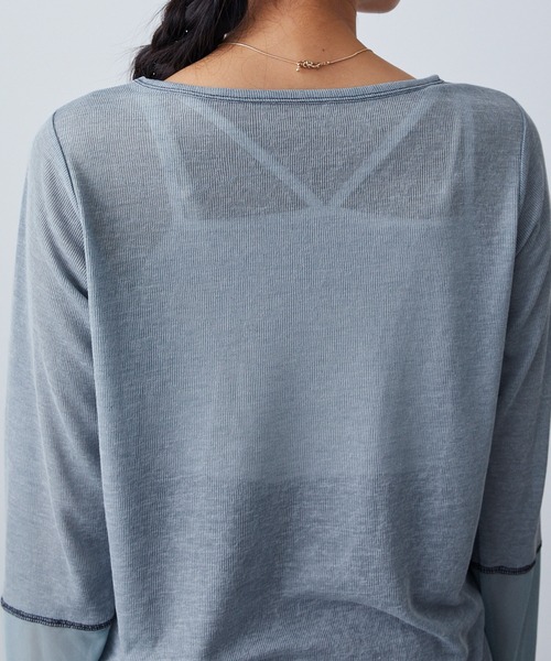 forksy.(フォルクシー)の「【forksy.】シアー切り替えステッチ配色プルオーバー(Tシャツ/カットソー・レディース・イエロー/オフホワイト/ブルー・FREE)」の9枚目の写真