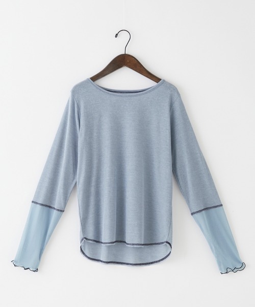 forksy.(フォルクシー)の「【forksy.】シアー切り替えステッチ配色プルオーバー(Tシャツ/カットソー・レディース・イエロー/オフホワイト/ブルー・FREE)」の12枚目の写真