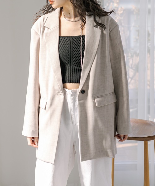 mystic（ミスティック）の「オーバージャケット（テーラードジャケット・レディース・ベージュ/ブラック・FREE）」の13枚目の写真