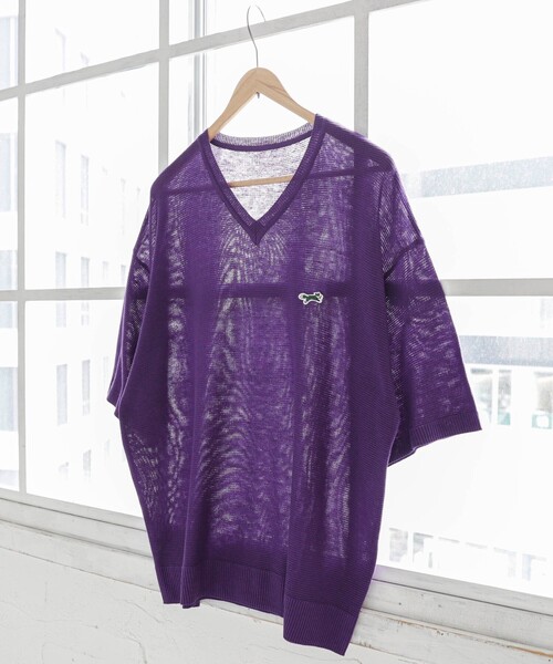 PENNEYS（ぺニーズ）の「PENNEYS（ぺニーズ）別注　The　FOX　ニットTシャツ（WEB限定カラー）（Tシャツ/カットソー・メンズ・パープル/オフホワイト/ブラック/ダークグリーン/ダークブラウン・L/S/M/XL）」の5枚目の写真