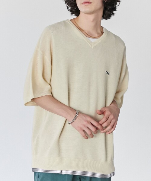 PENNEYS（ぺニーズ）の「PENNEYS（ぺニーズ）別注　The　FOX　ニットTシャツ（WEB限定カラー）（Tシャツ/カットソー・メンズ・パープル/オフホワイト/ブラック/ダークグリーン/ダークブラウン・L/S/M/XL）」の7枚目の写真