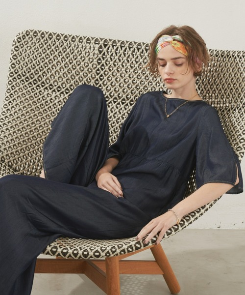 Unitage(ユニテージ)の「ワイドシルエットオールインワン(サロペット/オーバーオール・レディース・ネイビー/ブラック・FREE)」の16枚目の写真