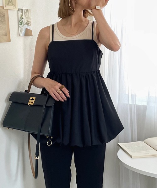 JUNOAH（ジュノア）の「バックオープンバルーンキャミソール（キャミソール・レディース・キャメル/ホワイト/ブラック・MEDIUM/LARGE/X-LARGE）」の15枚目の写真