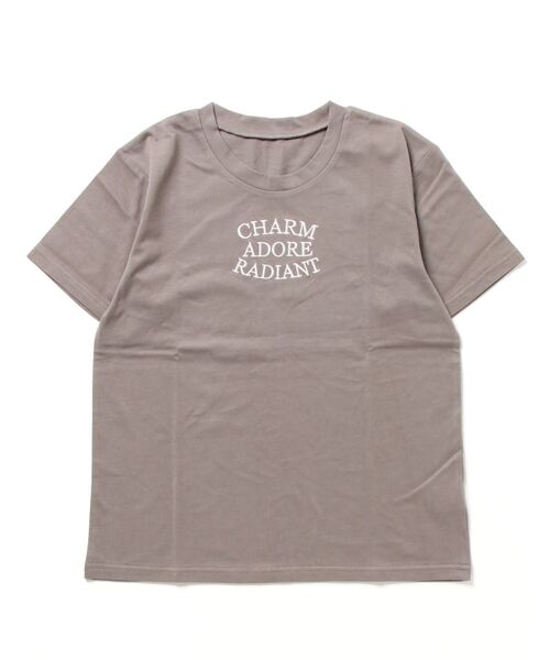 Per sist ence(パーシエンス)の「Per sist ence/パーシエンス デザインロゴ刺繍Tシャツ(Tシャツ/カットソー・レディース・オフホワイト/パープル/チャコールグレー・FREE)」の3枚目の写真