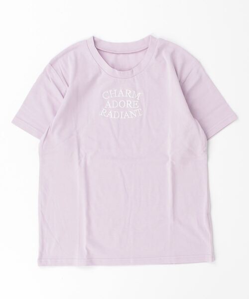 Per sist ence(パーシエンス)の「Per sist ence/パーシエンス デザインロゴ刺繍Tシャツ(Tシャツ/カットソー・レディース・オフホワイト/パープル/チャコールグレー・FREE)」の10枚目の写真