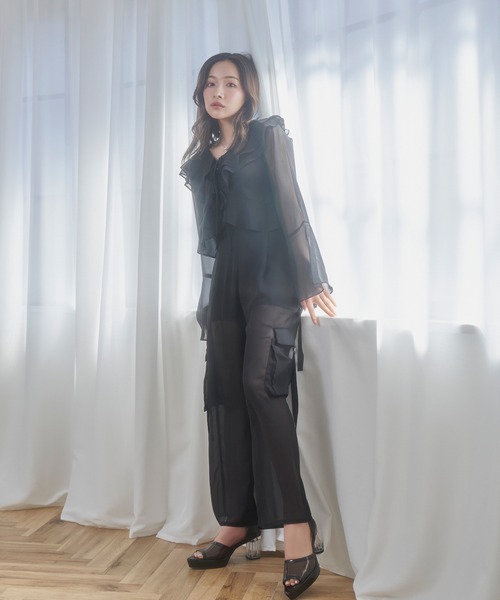 ANDGEEBEE（アンジービー）の「シアーカーゴパンツ（カーゴパンツ・レディース・ブラック/カーキ・SMALL/MEDIUM）」の2枚目の写真