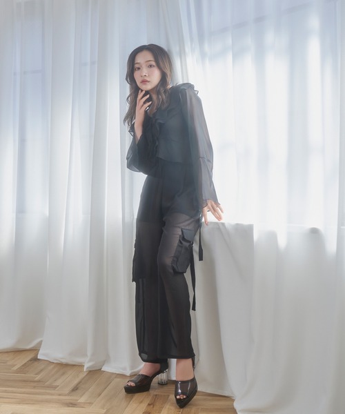 ANDGEEBEE（アンジービー）の「シアーカーゴパンツ（カーゴパンツ・レディース・ブラック/カーキ・SMALL/MEDIUM）」の4枚目の写真