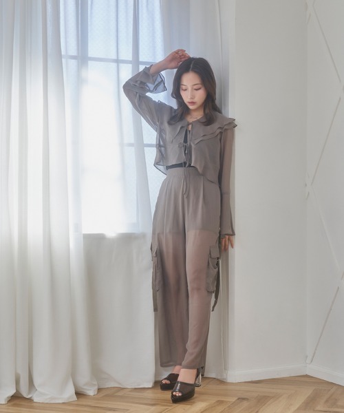 ANDGEEBEE（アンジービー）の「シアーカーゴパンツ（カーゴパンツ・レディース・ブラック/カーキ・SMALL/MEDIUM）」の7枚目の写真