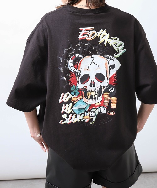 Ed Hardy スカルプリント 半袖Tシャツ M 楽天市場】プリントTシャツ 大きいサイズ メンズ 半袖 ED HARDY ドクロ
