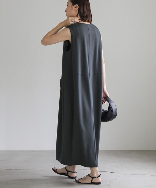 ポケットデザインVネックボリュームワンピース（ワンピース）｜select