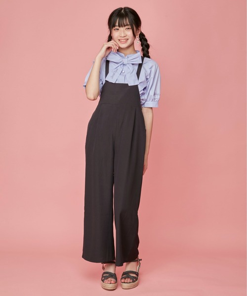 JENNI love(ジェニィラブ)の「バックレースアップサロペ(サロペット/オーバーオール・キッズ・ベージュ/ミント/ブラック・130cm/140cm/150cm/160cm)」の8枚目の写真