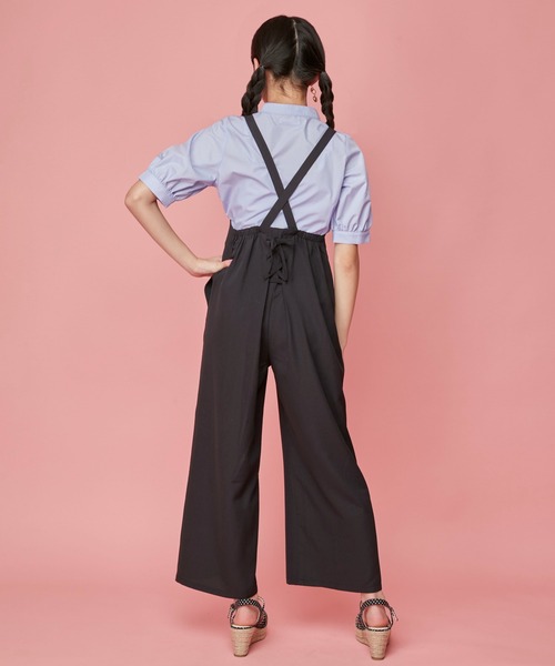 JENNI love(ジェニィラブ)の「バックレースアップサロペ(サロペット/オーバーオール・キッズ・ベージュ/ミント/ブラック・130cm/140cm/150cm/160cm)」の15枚目の写真
