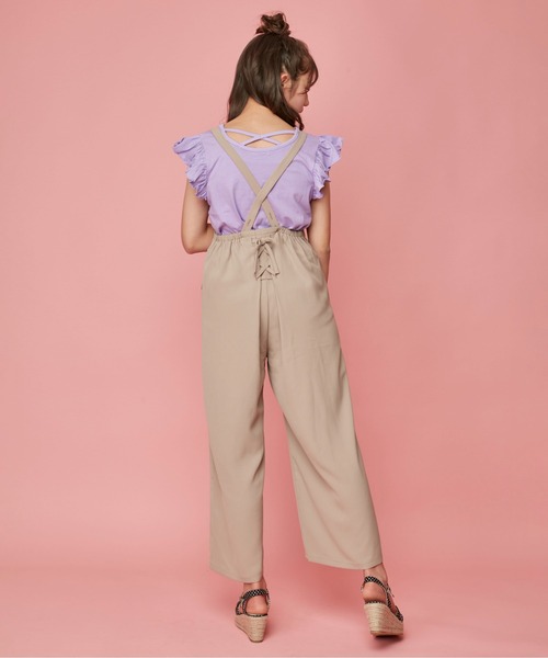 JENNI love(ジェニィラブ)の「バックレースアップサロペ(サロペット/オーバーオール・キッズ・ベージュ/ミント/ブラック・130cm/140cm/150cm/160cm)」の4枚目の写真