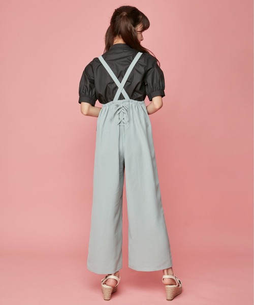 JENNI love(ジェニィラブ)の「バックレースアップサロペ(サロペット/オーバーオール・キッズ・ベージュ/ミント/ブラック・130cm/140cm/150cm/160cm)」の13枚目の写真