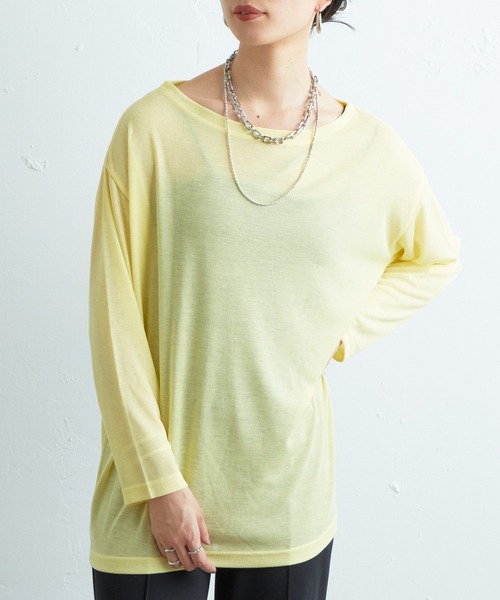 SHENERY(シーナリー)の「シアールーズロンTee(Tシャツ/カットソー・レディース・オフホワイト/ブラック/レモンイエロー・FREE)」の1枚目の写真