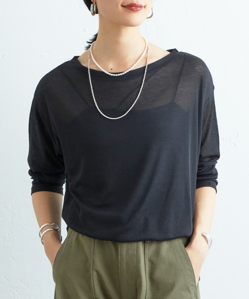 SHENERY(シーナリー)の「シアールーズロンTee(Tシャツ/カットソー・レディース・オフホワイト/ブラック/レモンイエロー・FREE)」の3枚目の写真