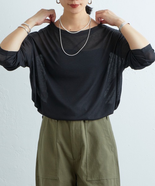 SHENERY(シーナリー)の「シアールーズロンTee(Tシャツ/カットソー・レディース・オフホワイト/ブラック/レモンイエロー・FREE)」の20枚目の写真