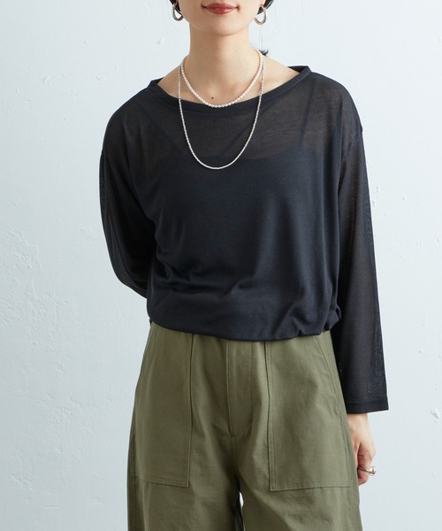 SHENERY(シーナリー)の「シアールーズロンTee(Tシャツ/カットソー・レディース・オフホワイト/ブラック/レモンイエロー・FREE)」の22枚目の写真