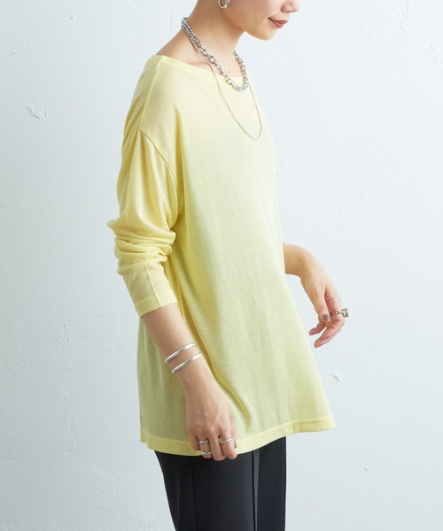 SHENERY(シーナリー)の「シアールーズロンTee(Tシャツ/カットソー・レディース・オフホワイト/ブラック/レモンイエロー・FREE)」の4枚目の写真