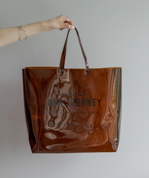 PUAL CE CIN（ピュアルセシン）の「ロゴプリントクリアバッグ（トートバッグ・レディース・ホワイト系/ブラウン系・FREE）」の6枚目の写真