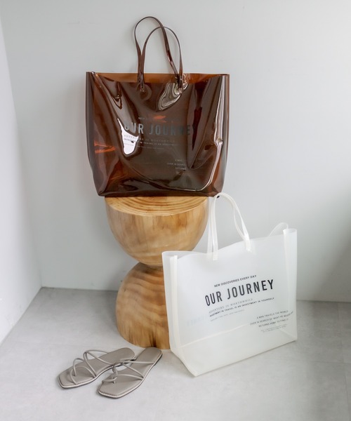 PUAL CE CIN（ピュアルセシン）の「ロゴプリントクリアバッグ（トートバッグ・レディース・ホワイト系/ブラウン系・FREE）」の13枚目の写真