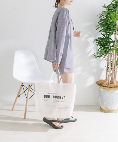 PUAL CE CIN（ピュアルセシン）の「ロゴプリントクリアバッグ（トートバッグ・レディース・ホワイト系/ブラウン系・FREE）」の5枚目の写真