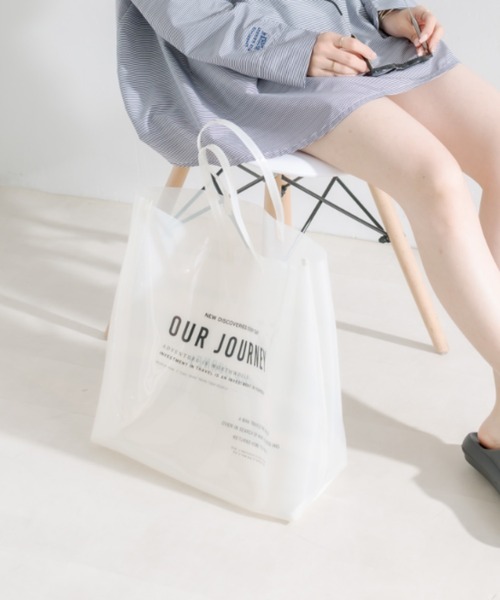 PUAL CE CIN（ピュアルセシン）の「ロゴプリントクリアバッグ（トートバッグ・レディース・ホワイト系/ブラウン系・FREE）」の10枚目の写真