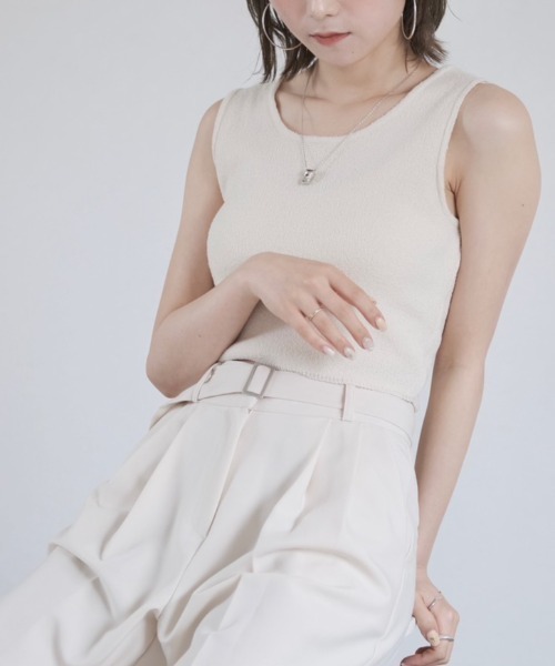 Reurie'(レウリィ)の「パイルタンクトップ/pile tank top(タンクトップ・レディース・アイボリー/ブラック・FREE)」の3枚目の写真