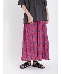 Samansa Mos2 | インドチェック柄ワッシャースカート(スカート)
