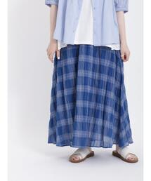 Samansa Mos2 | インドチェック柄ワッシャースカート(スカート)