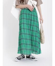 Samansa Mos2 | インドチェック柄ワッシャースカート(スカート)