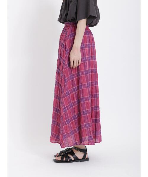 Samansa Mos2（サマンサ モスモス）の「インドチェック柄ワッシャースカート（スカート・レディース・チャコールグレー/ブルー/グリーン/イエロー/パープル・F）」の11枚目の写真