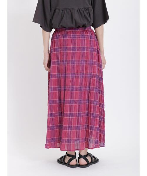 Samansa Mos2（サマンサ モスモス）の「インドチェック柄ワッシャースカート（スカート・レディース・チャコールグレー/ブルー/グリーン/イエロー/パープル・F）」の12枚目の写真