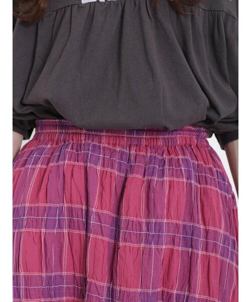 Samansa Mos2（サマンサ モスモス）の「インドチェック柄ワッシャースカート（スカート・レディース・チャコールグレー/ブルー/グリーン/イエロー/パープル・F）」の13枚目の写真