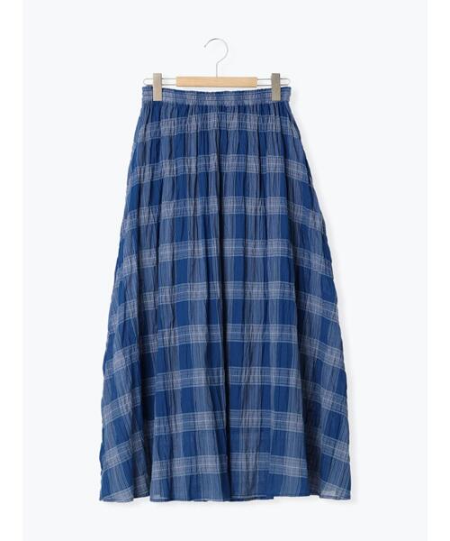 Samansa Mos2（サマンサ モスモス）の「インドチェック柄ワッシャースカート（スカート・レディース・チャコールグレー/ブルー/グリーン/イエロー/パープル・F）」の19枚目の写真