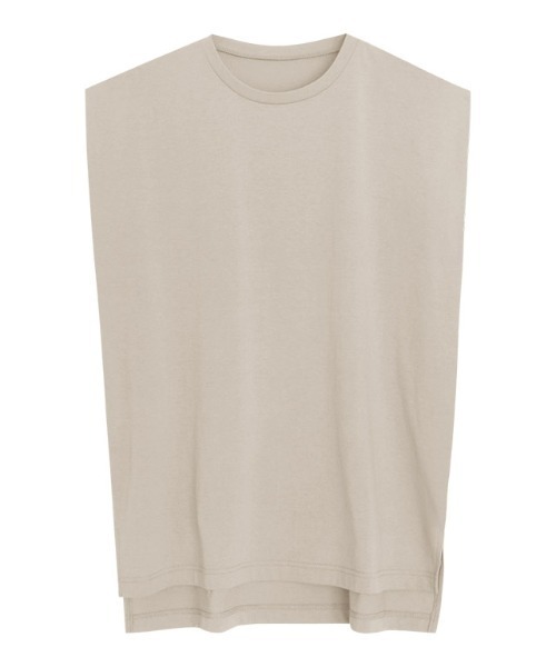 Pierrot(ピエロ)の「ショルダータックTシャツ(Tシャツ/カットソー・レディース・チャコール/ブラック/グレイッシュベージュ/オフホワイト・L/M)」の1枚目の写真