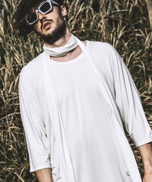 【NO ID.】Stole-Attached Dolman Sleeve U-Neck T-Shirt / ストール 付 ドルマン スリーブ Uネック Tシャツ
