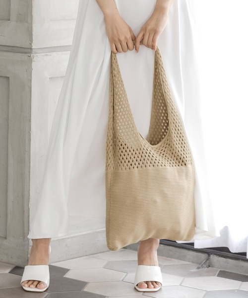 Julia Boutique(ジュリアブティック)の「クロシェニットトートバッグ/L00025(トートバッグ・レディース・ブラック/ベージュ/ブラウン・ONE)」の14枚目の写真