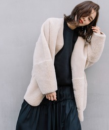 Munich | ウールシープボアムートンリバーシブルノーカラーコート(ムートンコート)