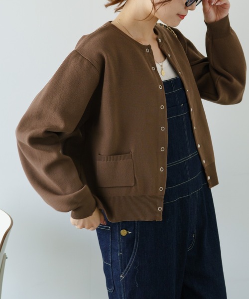 PUAL CE CIN（ピュアルセシン）の「【Du noir】スポンディッシュクルーネックカーディガン（カーディガン/ボレロ・レディース・ブラウン/グレー/オフホワイト/オレンジ・FREE）」の17枚目の写真