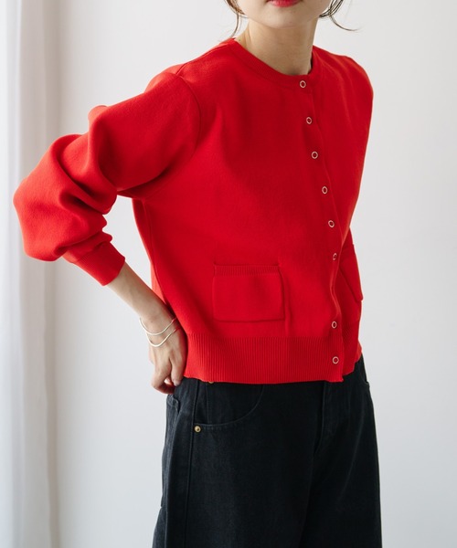 PUAL CE CIN（ピュアルセシン）の「【Du noir】スポンディッシュクルーネックカーディガン（カーディガン/ボレロ・レディース・ブラウン/グレー/オフホワイト/オレンジ・FREE）」の11枚目の写真