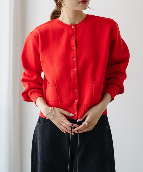 PUAL CE CIN（ピュアルセシン）の「【Du noir】スポンディッシュクルーネックカーディガン（カーディガン/ボレロ・レディース・ブラウン/グレー/オフホワイト/オレンジ・FREE）」の10枚目の写真