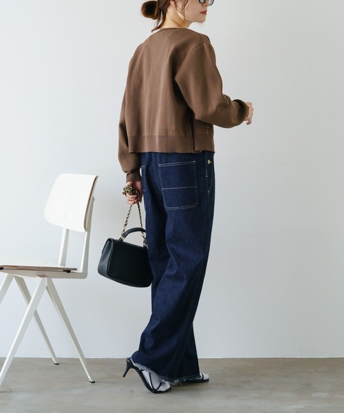 PUAL CE CIN（ピュアルセシン）の「【Du noir】スポンディッシュクルーネックカーディガン（カーディガン/ボレロ・レディース・ブラウン/グレー/オフホワイト/オレンジ・FREE）」の20枚目の写真