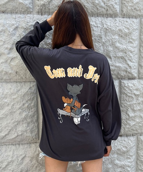 GLAMOROUS JANE(グラマラスジェーン)の「TOM&JERRY/トム&ジェリープリントロンT(Tシャツ/カットソー・レディース・チャコールグレー/ブラック/オフホワイト・FREE)」の3枚目の写真