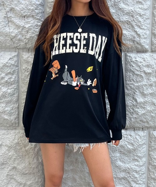 GLAMOROUS JANE(グラマラスジェーン)の「TOM&JERRY/トム&ジェリープリントロンT(Tシャツ/カットソー・レディース・チャコールグレー/ブラック/オフホワイト・FREE)」の2枚目の写真