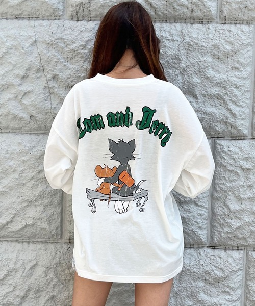 GLAMOROUS JANE(グラマラスジェーン)の「TOM&JERRY/トム&ジェリープリントロンT(Tシャツ/カットソー・レディース・チャコールグレー/ブラック/オフホワイト・FREE)」の5枚目の写真