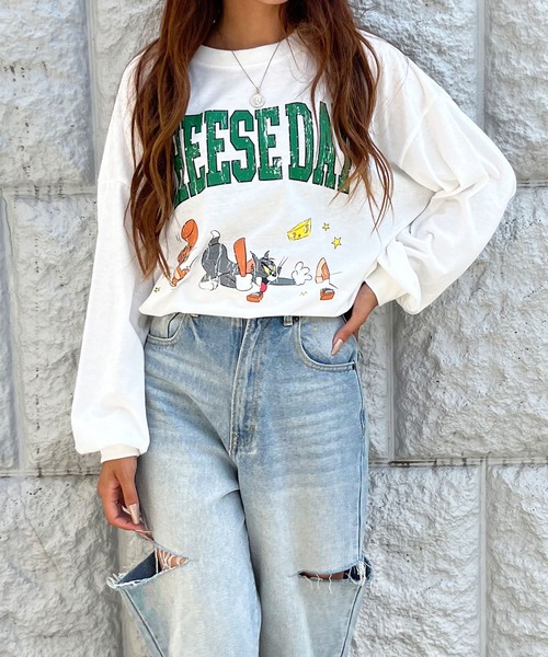 GLAMOROUS JANE(グラマラスジェーン)の「TOM&JERRY/トム&ジェリープリントロンT(Tシャツ/カットソー・レディース・チャコールグレー/ブラック/オフホワイト・FREE)」の6枚目の写真