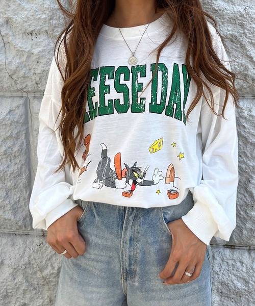 GLAMOROUS JANE(グラマラスジェーン)の「TOM&JERRY/トム&ジェリープリントロンT(Tシャツ/カットソー・レディース・チャコールグレー/ブラック/オフホワイト・FREE)」の8枚目の写真
